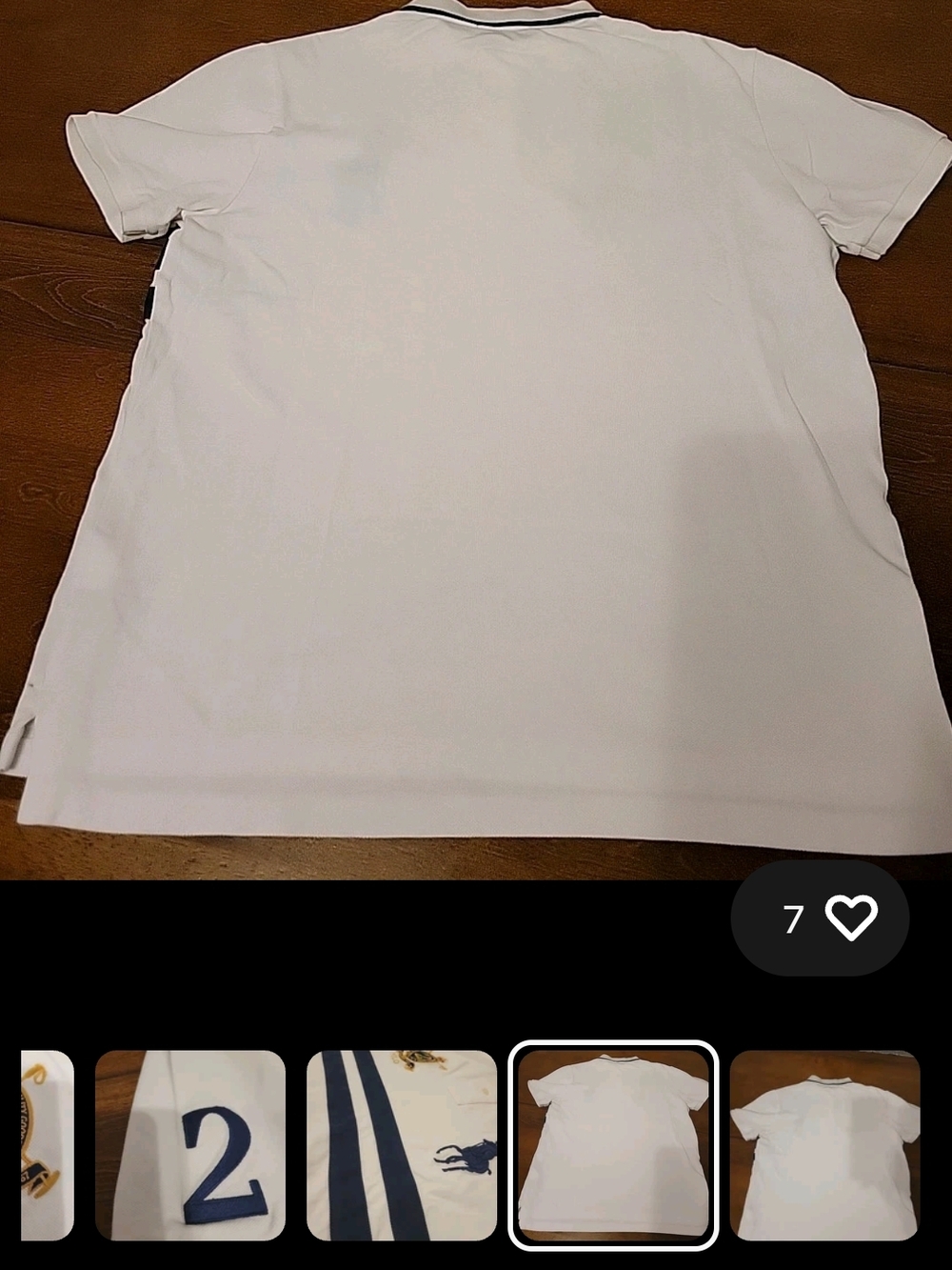 Ralph Lauren White Polo Shirt with Navy Stripes & Pony Logo - Picture 10 of 10